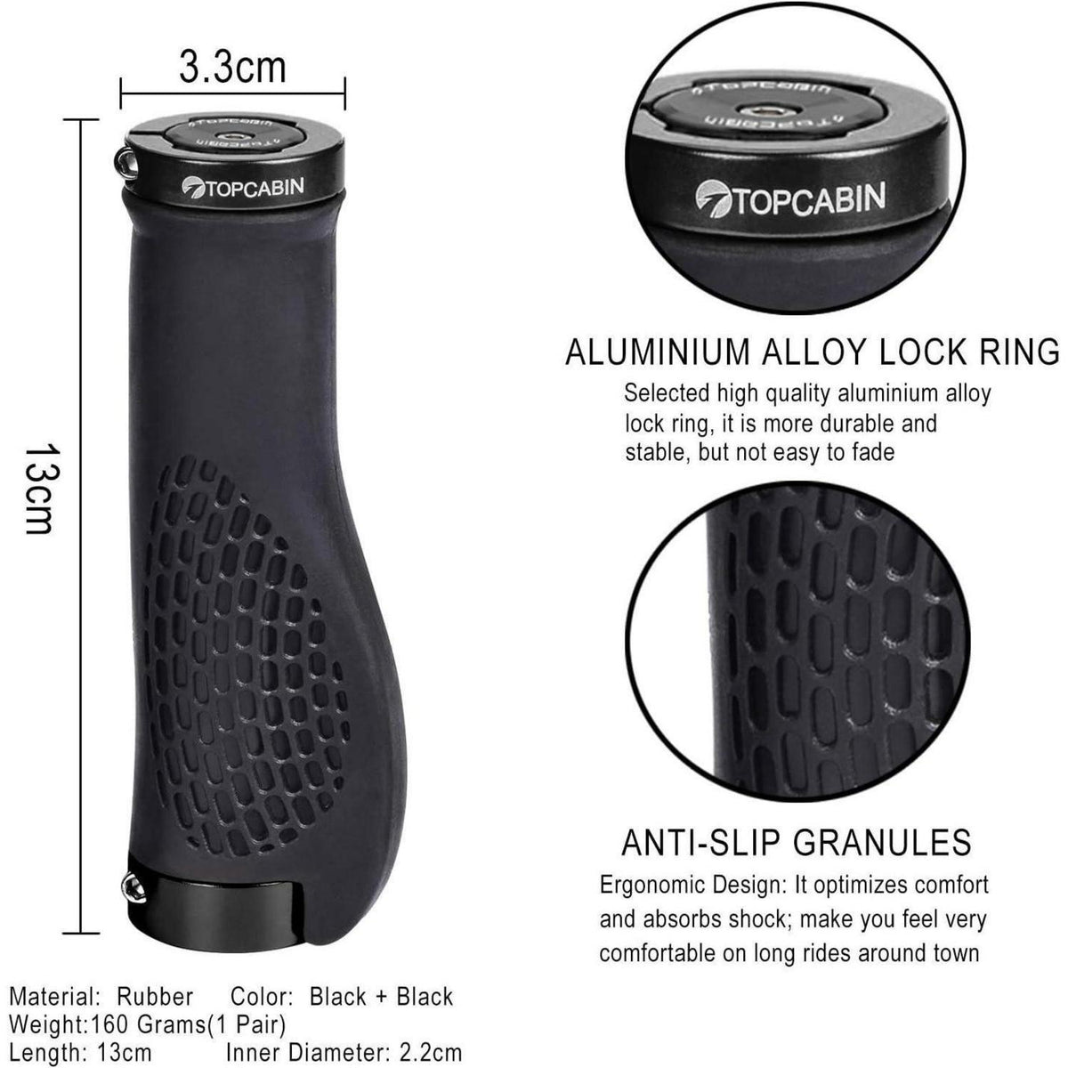 Ergonomische Fahrradgriffe mit Schraubenden & Aluminiumkappen