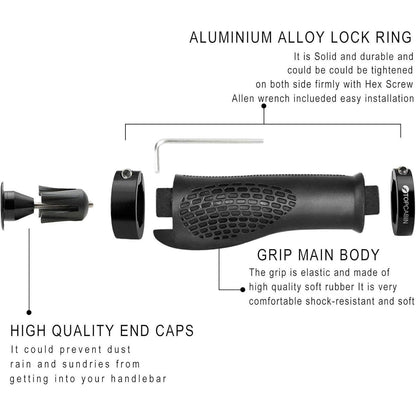 Ergonomische Fahrradgriffe mit Schraubenden & Aluminiumkappen