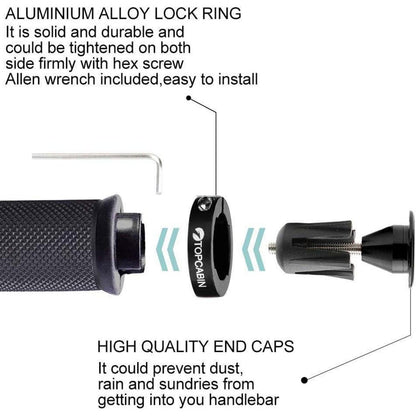 Fahrrad Lenkergriffe Ergonomisch mit Aluminium Endkappen Schwarz