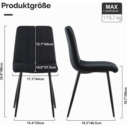 Samt Esszimmerstühle 2er Set Schwarz – Bequeme Küchenstühle
