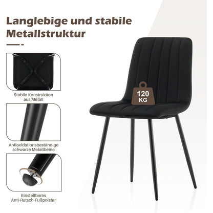 Samt Esszimmerstühle 2er Set Schwarz – Bequeme Küchenstühle