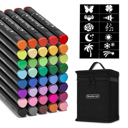 Textilstifte Set 40 Farben – Waschbar & Doppelspitzen