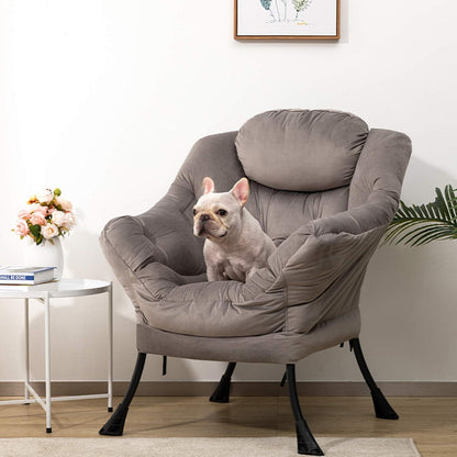 Ohrensessel Samt Relaxsessel Dunkelgrau – Bequemer Lesesessel