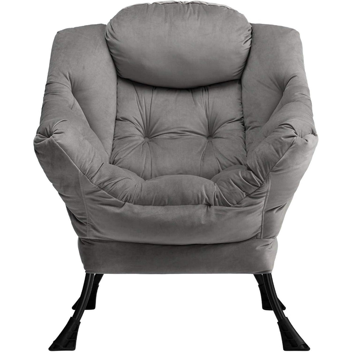 Ohrensessel Samt Relaxsessel Dunkelgrau – Bequemer Lesesessel