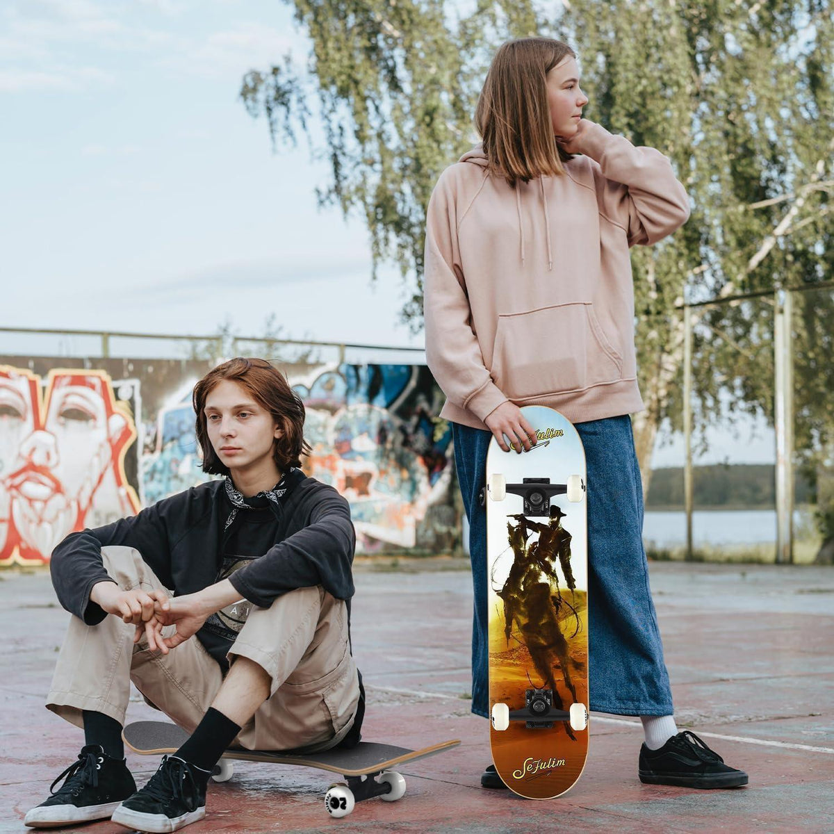 Skateboard 78,9 cm Doppel-Kick Deck für Anfänger & Fortgeschrittene