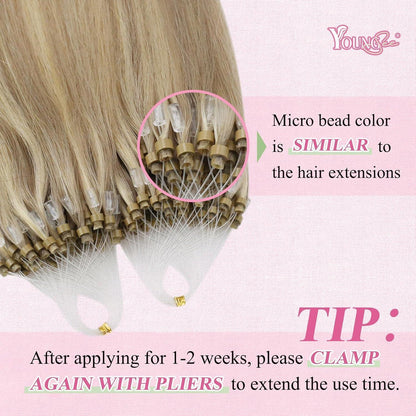 Echthaar Microring Extensions Blond Highlights 35cm