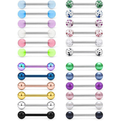 Zungenpiercing Set 24 Stück 14G Chirurgenstahl mit Kugeln