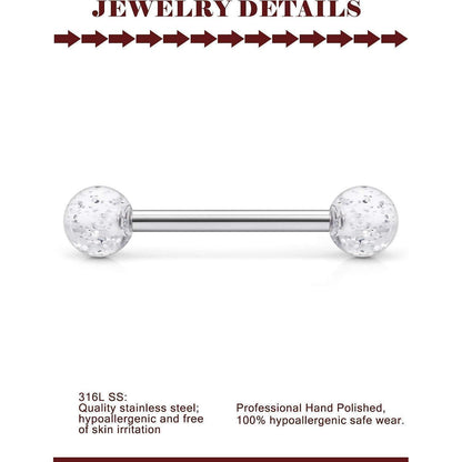 Zungenpiercing Set 24 Stück 14G Chirurgenstahl mit Kugeln