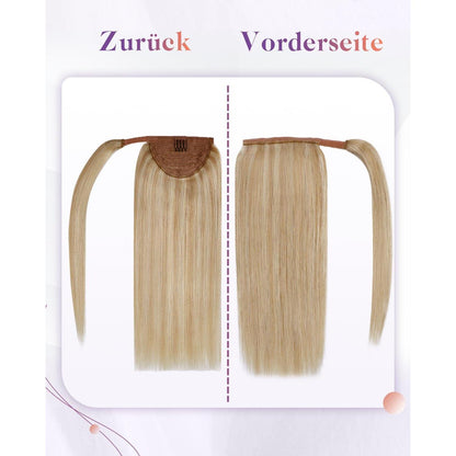 Echthaar Zopfverlängerung Blond Highlight 50cm