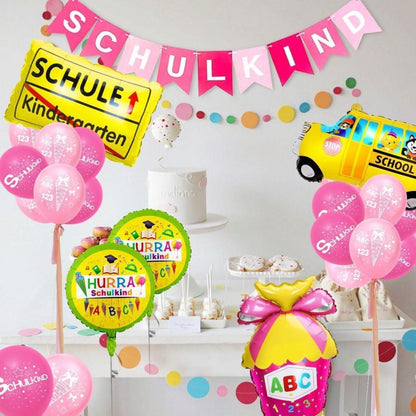 Einschulung Deko Set Mädchen Rosa Schulkind Banner