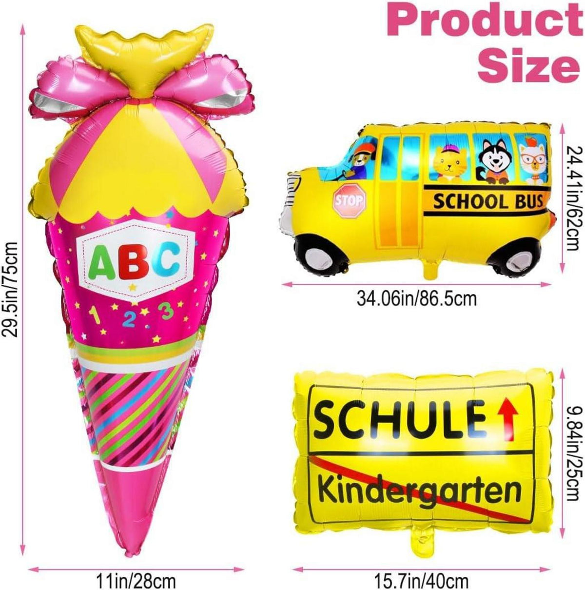 Einschulung Deko Set Mädchen Rosa Schulkind Banner Luftballons