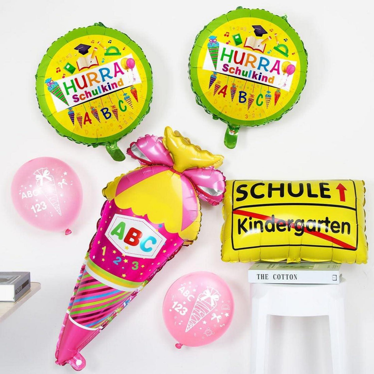 Einschulung Deko Set Mädchen Rosa Schulkind Schulanfang Ballons