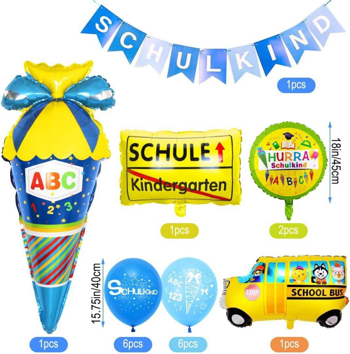 Einschulung Deko Set für Jungen Blau Schulkind Schulanfang