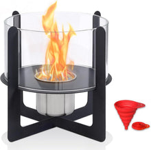 Tragbarer Bio Ethanol Tischfeuer Kamin, Schwarz, Glaswände