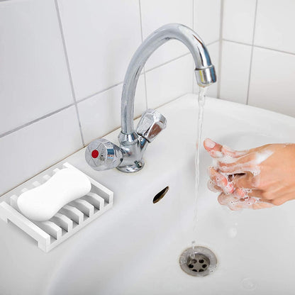 Silikon Seifenschale 2er-Pack mit Drainage – Weiß