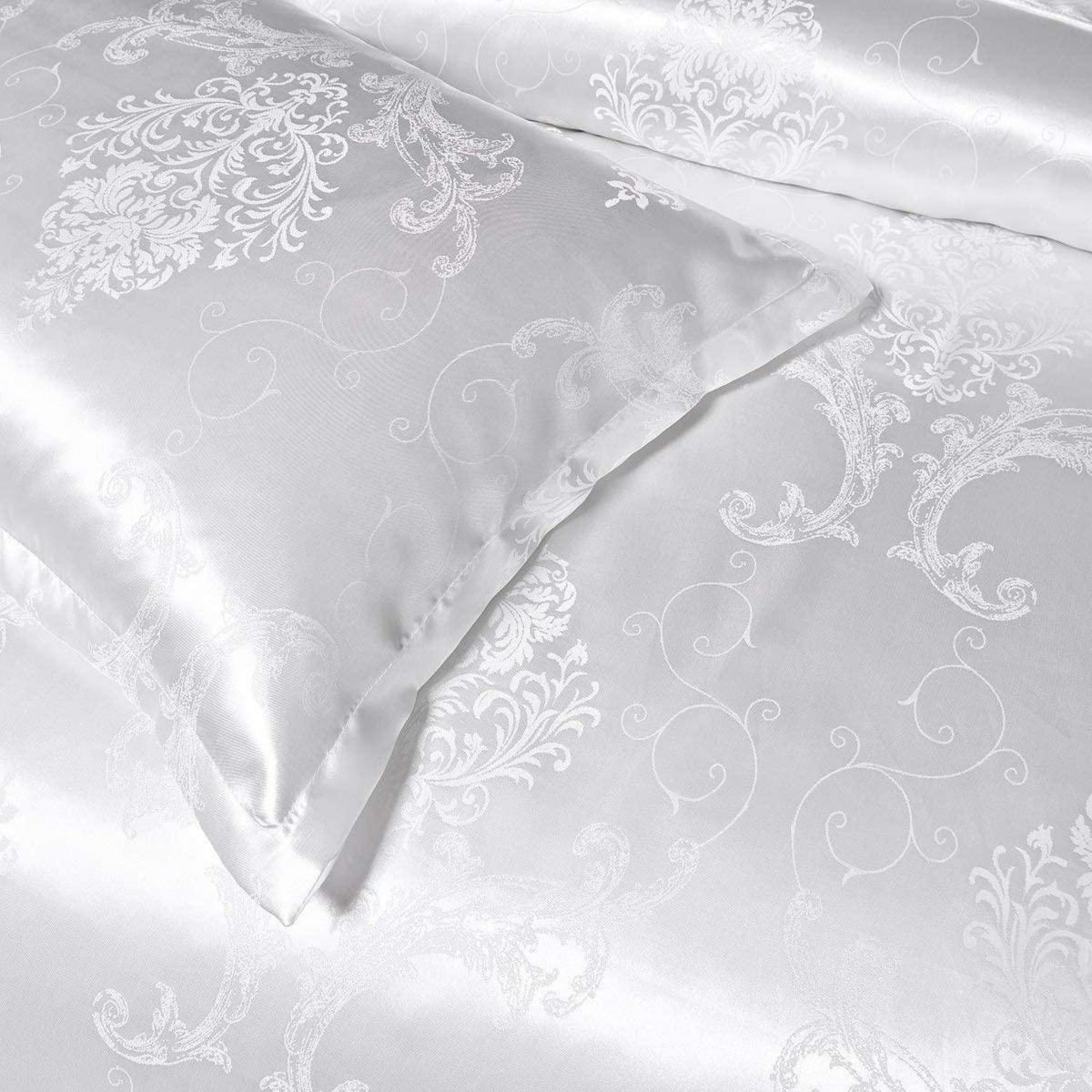 Seidenweiche Wendebettwäsche 220x240 cm - Blumen Jacquard Satin