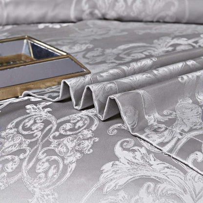 Satin Bettwäsche Set 220x240cm Grau Silber Wendebettwäsche