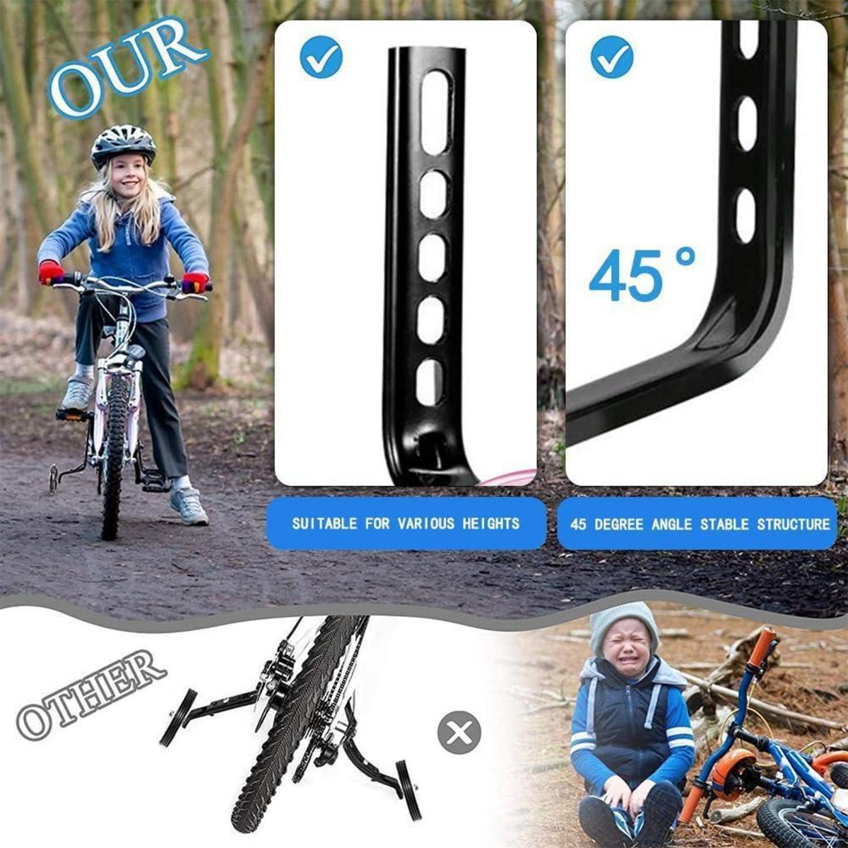 Fahrrad Stützräder Kinder & Erwachsene – Verstellbar & Stabil