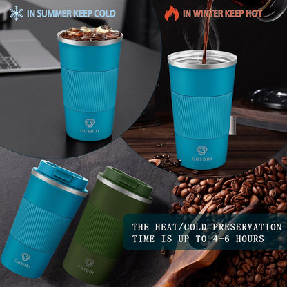 CS COSDDI Thermobecher 510ml Edelstahl mit Deckel Blue