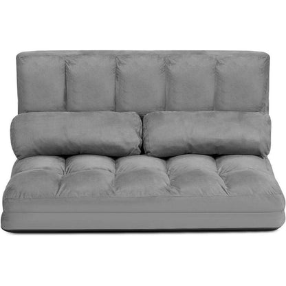 2-Sitzer Bodensofa mit Schlaffunktion & 6-stufiger Verstellung (Grau)