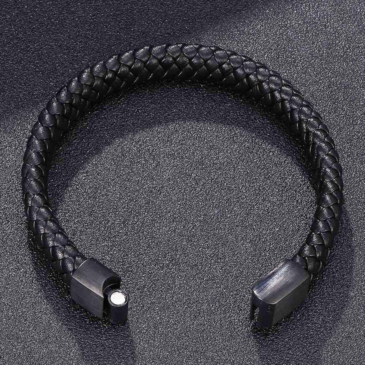 Klassisches Herren Lederarmband Schwarz 16,5-20,5cm 185.0mm