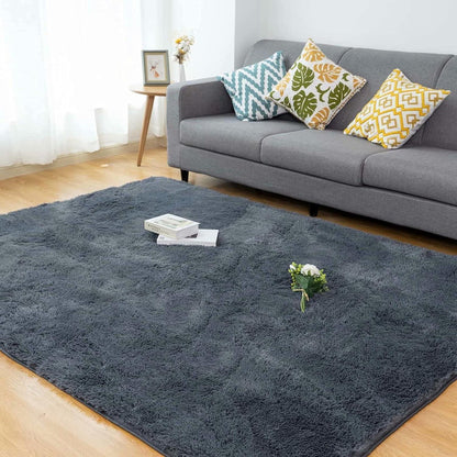 Flauschiger Wohnzimmer Teppich Grau 150x240cm – Hochflor Shaggy Teppich