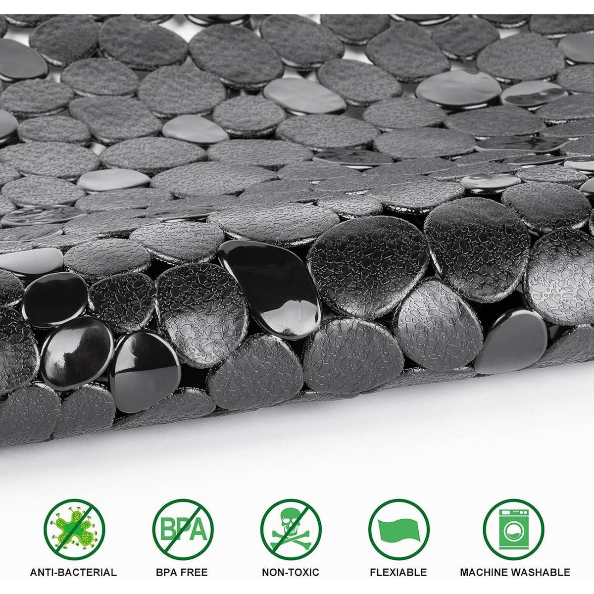 Antirutsch Duschmatte Schwarz 54x54 cm Quadratisch