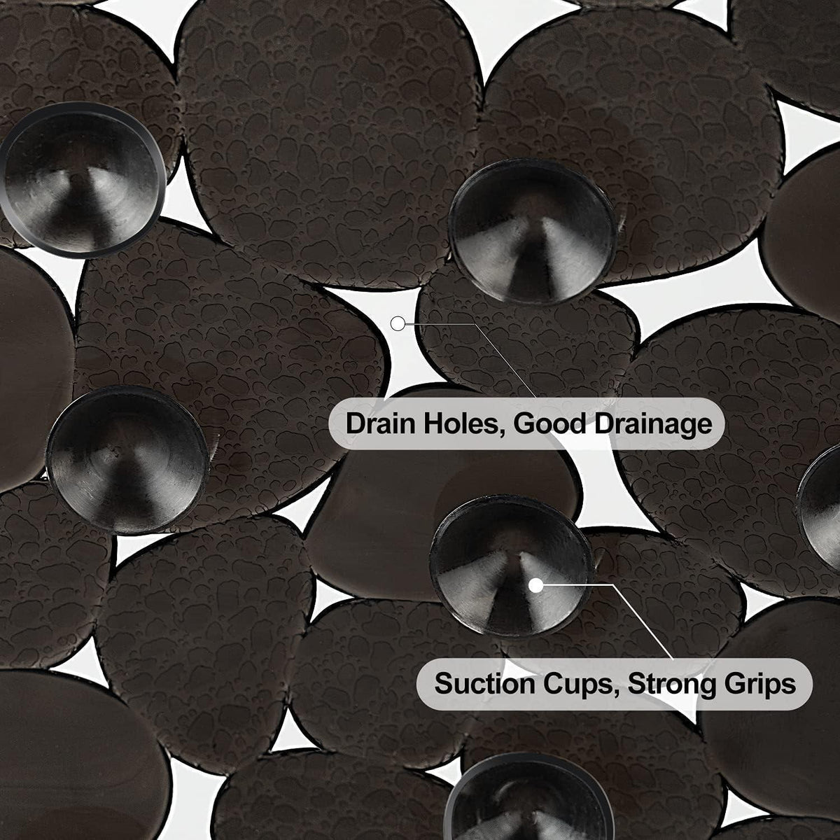 Antirutsch Duschmatte Schwarz 54x54 cm Quadratisch