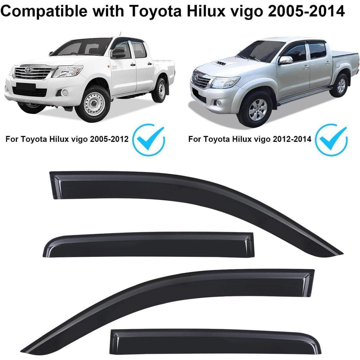 Windabweiser Toyota Hilux Vigo 2005-2014 Smoke Schwarz