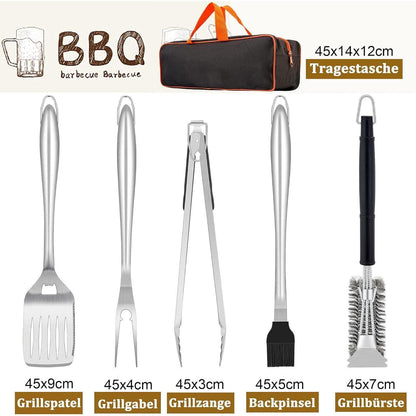 Grillbesteck Set 6-teilig Edelstahl BBQ Zubehör Männer