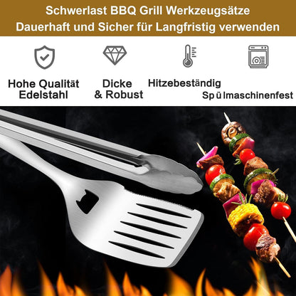 Grillbesteck Set 6-teilig Edelstahl BBQ Zubehör Männer