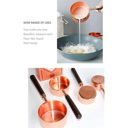 Edelstahl Messbecher-Set mit Holzgriff – 4er Set, Roségold
