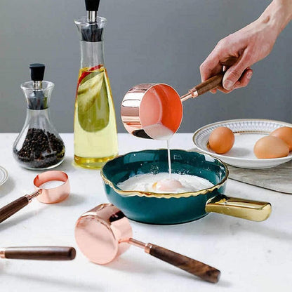 Edelstahl Messbecher-Set mit Holzgriff – 4er Set, Roségold