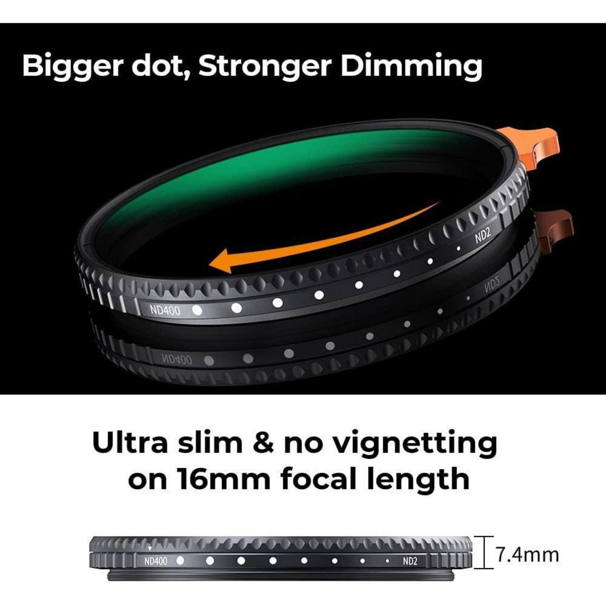 Variabler ND-Filter 72mm ND2-400 mit Hebel und Tasche