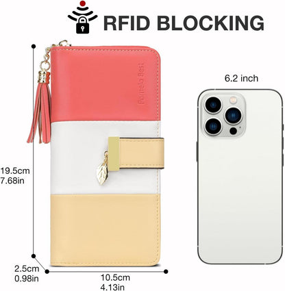 Damen Geldbörse RFID Schutz 19 Fächer 19,5x10,5x2,5cm - Mehrfarbig