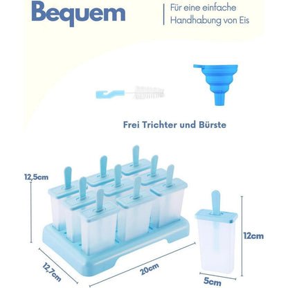 Eis am Stiel Eisformen 9er Set Blau BPA Frei mit Zubehör DIY