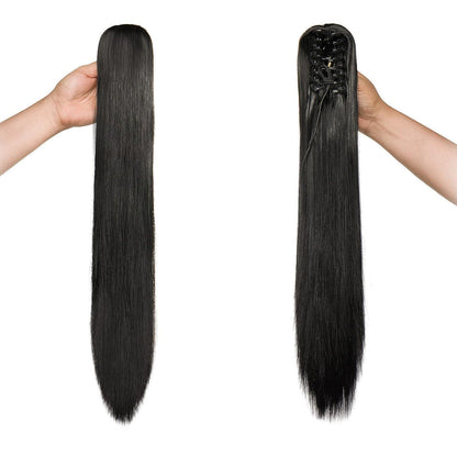 Schwarz Zopf Haarteil – 55 cm, Voluminös & Lang