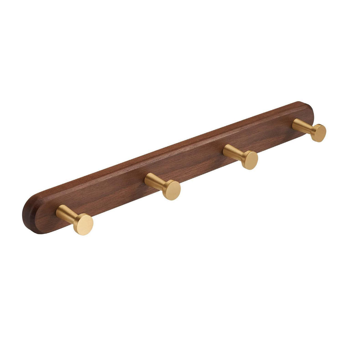 Wandgarderobe mit 4 Haken und Walnuss Holzsockel