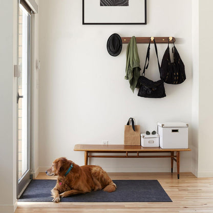 Wandgarderobe mit 4 Haken und Walnuss Holzsockel