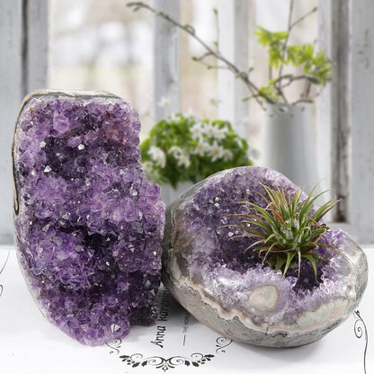 Große Amethyst Druse Rohstein mit Ständer 900-1000g