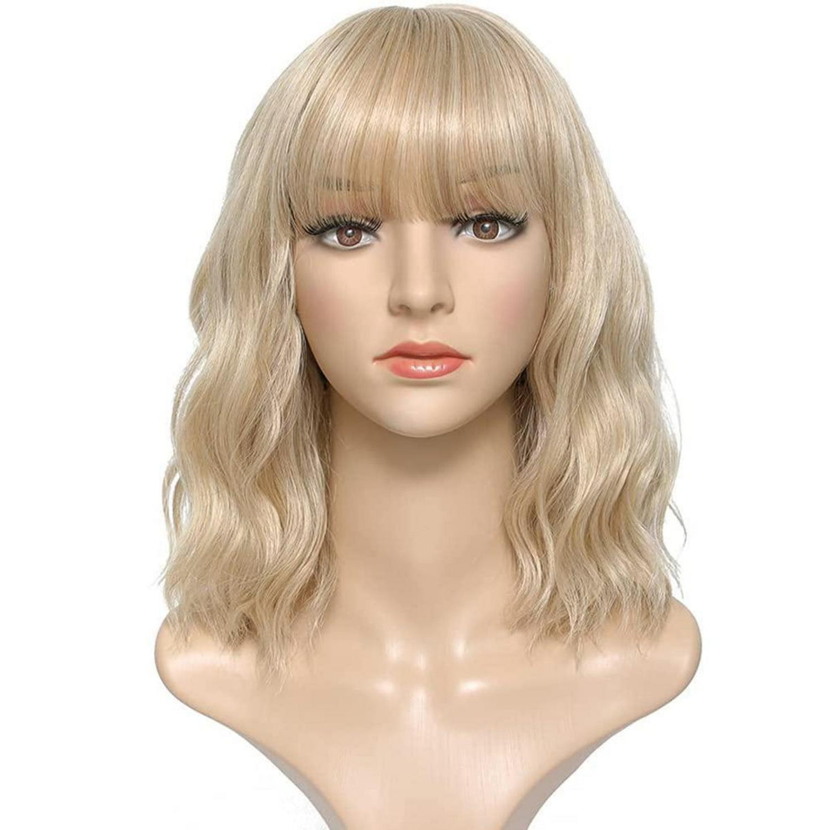 Blonde Bob Perücke mit Pony – Lockig & Natürlich für Damen