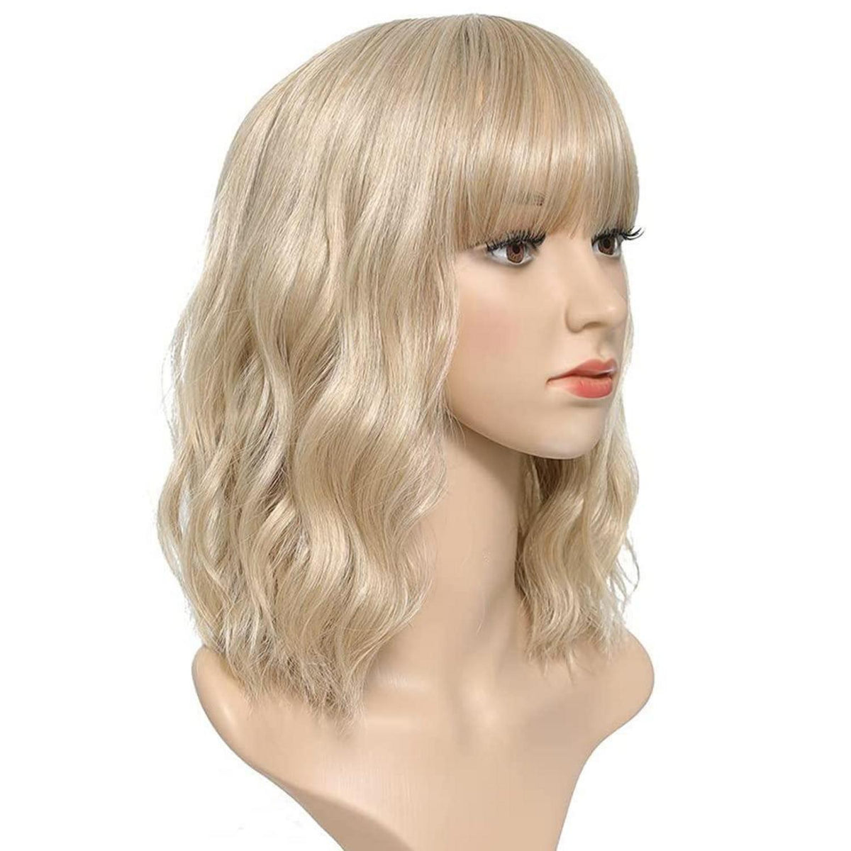 Blonde Bob Perücke mit Pony – Lockig & Natürlich für Damen