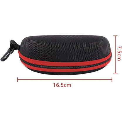 3er Set Brillenetui Hartschale mit Gürtelclip Schwarz Rot Blau