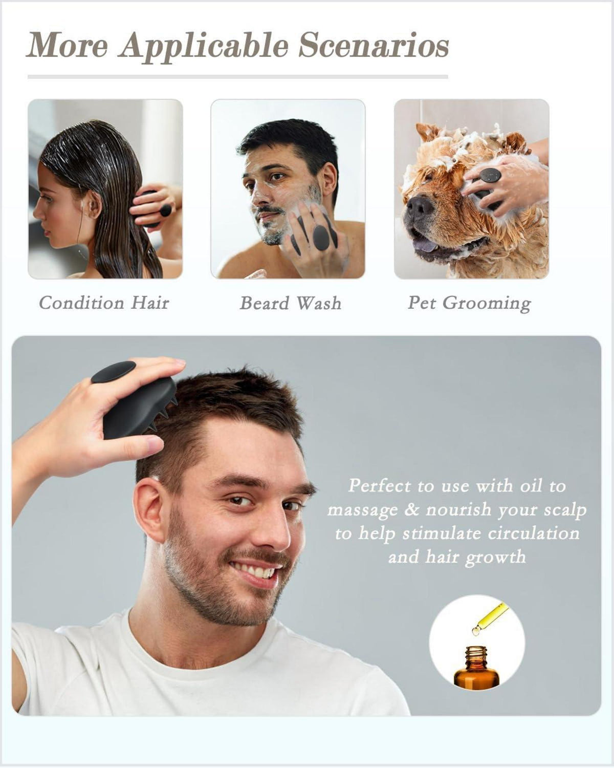 Kopfhaut Massagebürste Festes Silikon Shampoo Bürste Schwarz
