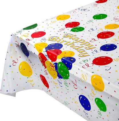 Happy Birthday Tischdecke Set 137x274cm Bunt Kunststoff Abwischbar 2er Pack