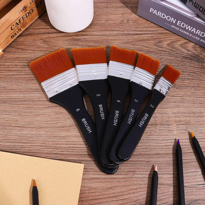 Metagio Flachpinsel Set 5 Stück Aquarell Acryl Ölfarben