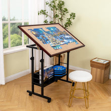 Becko Jigsaw Puzzle Table Board with Cover & Wheels - Brown