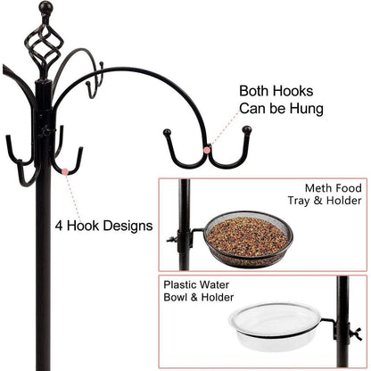 Deluxe Vogelfutterstation 225cm mit 6 Haken & Vogeltränke