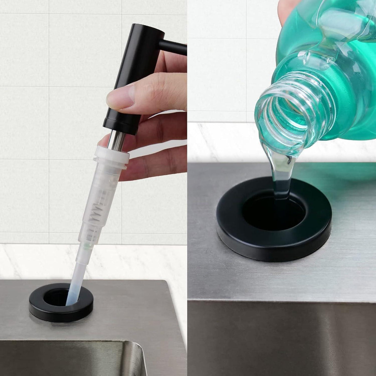 Eingebauter Seifenspender Edelstahl 500ml Küche Schwarz