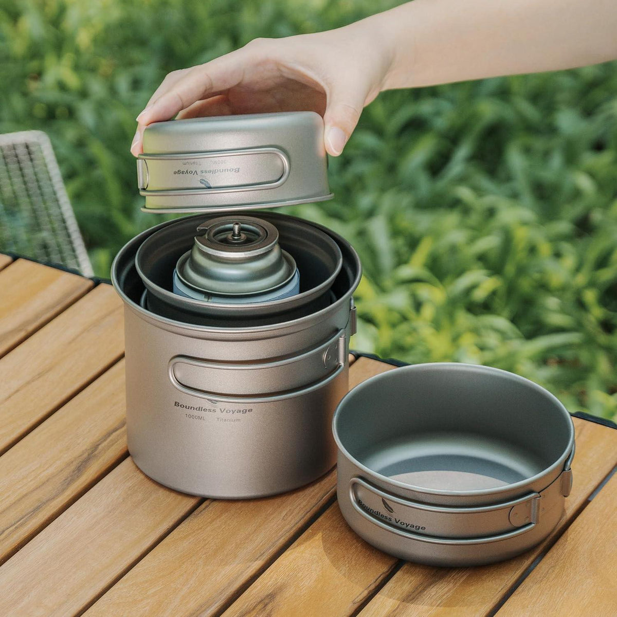 Titan Camping Kochset | Leichtes Outdoor Geschirr Set für Wandern